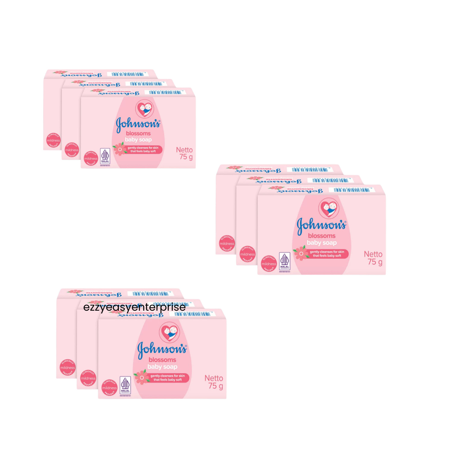 Johnson & Johnson Baby Bar Soap Original or Blossom 75g (9 Bars)