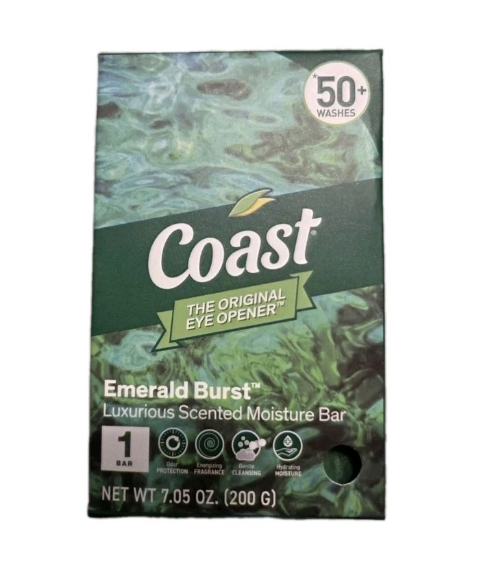 💚 COAST 💚 (7.05 Oz.) 💚🫧 ●EMERALD BURST● 💚🫧 Luxurious Scented Moisture Bar.