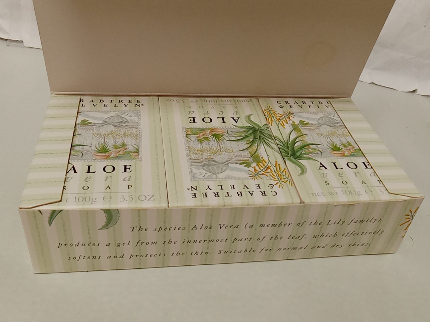 Crabtree Evelyn Aloe Vera Soap Boxed Set Of 3 100g Bars New Discontinued 1987