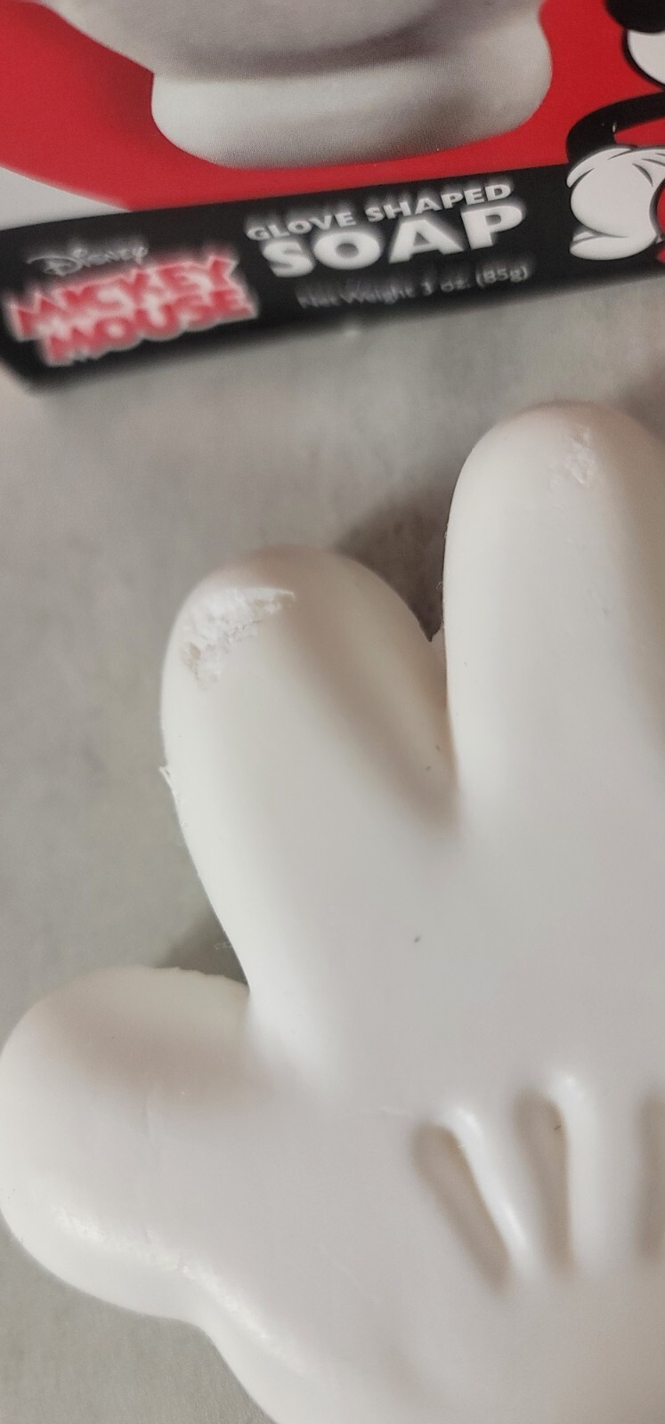 Disney Mickey Mouse SOAP Glove Shaped Fragrance Free White Collect Bar NEW