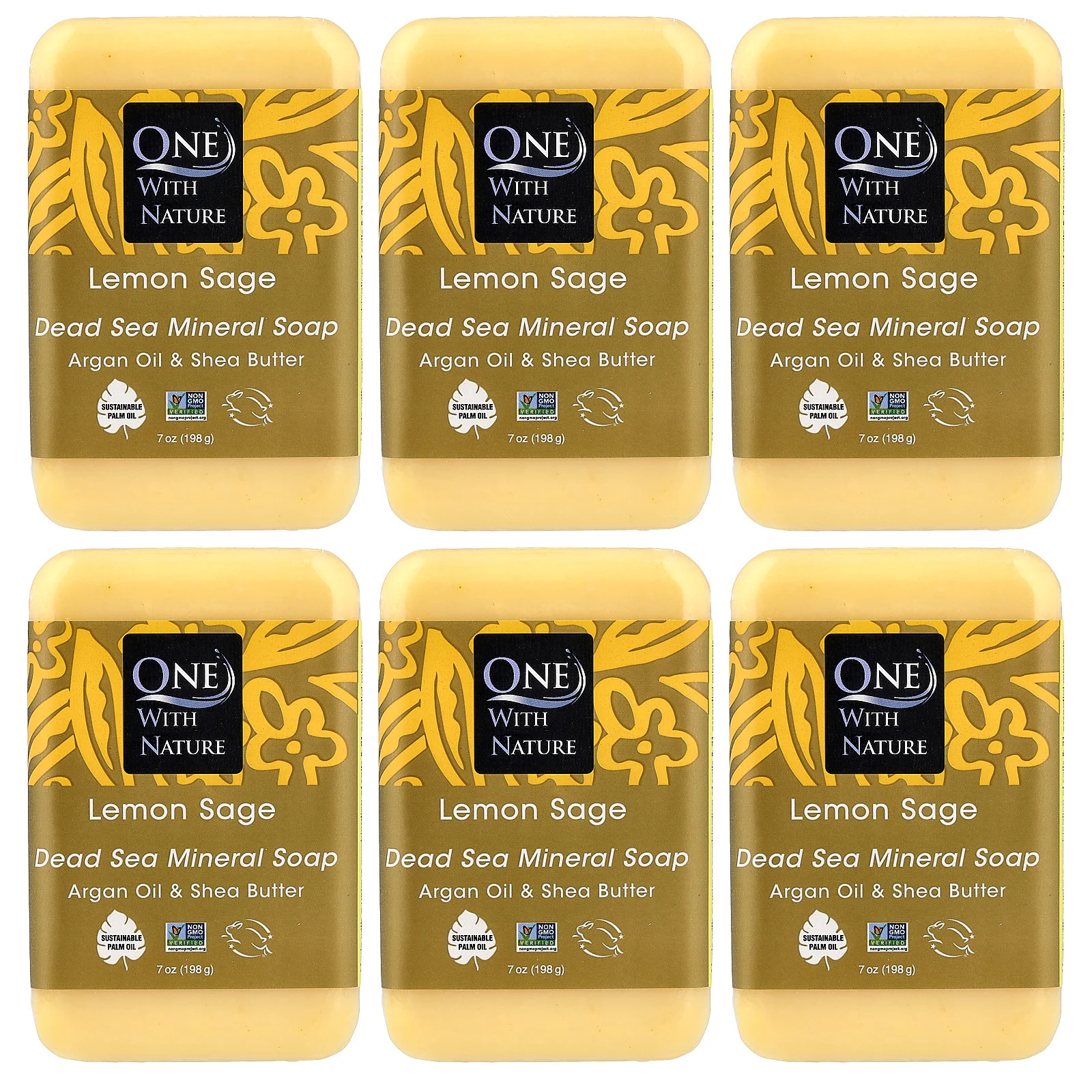 Dead Sea Mineral Bar Soap, Lemon Sage, 6 Count, 7 oz (198 g) Each