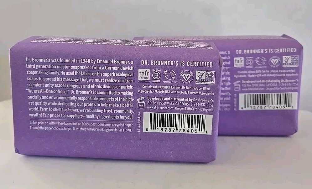 DR. BRONNER’S ALL-ONE LAVENDER PURE-CASTILE MAGIC SOAP 5Oz Lot Of 2
