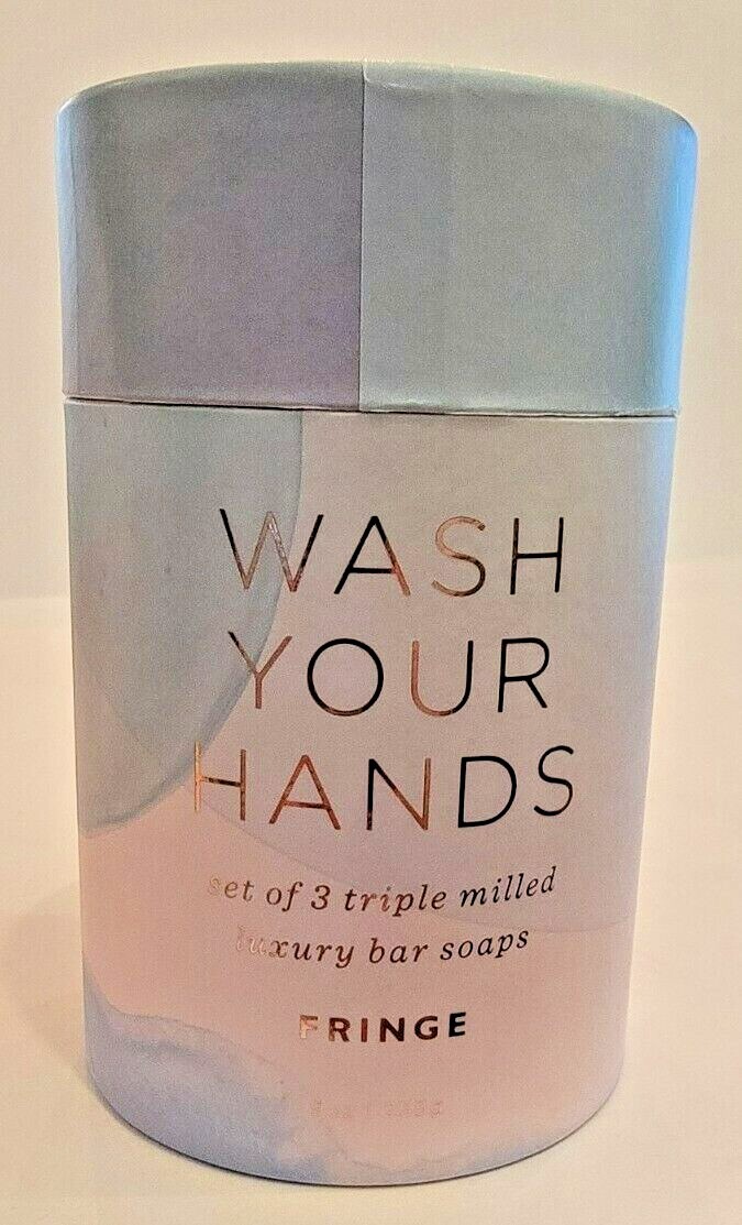 FRINGE SET OF 3 TRIPLE MILLED LUXURY BAR SOAPS “Wash Your Hands” 9 0Z. NEW