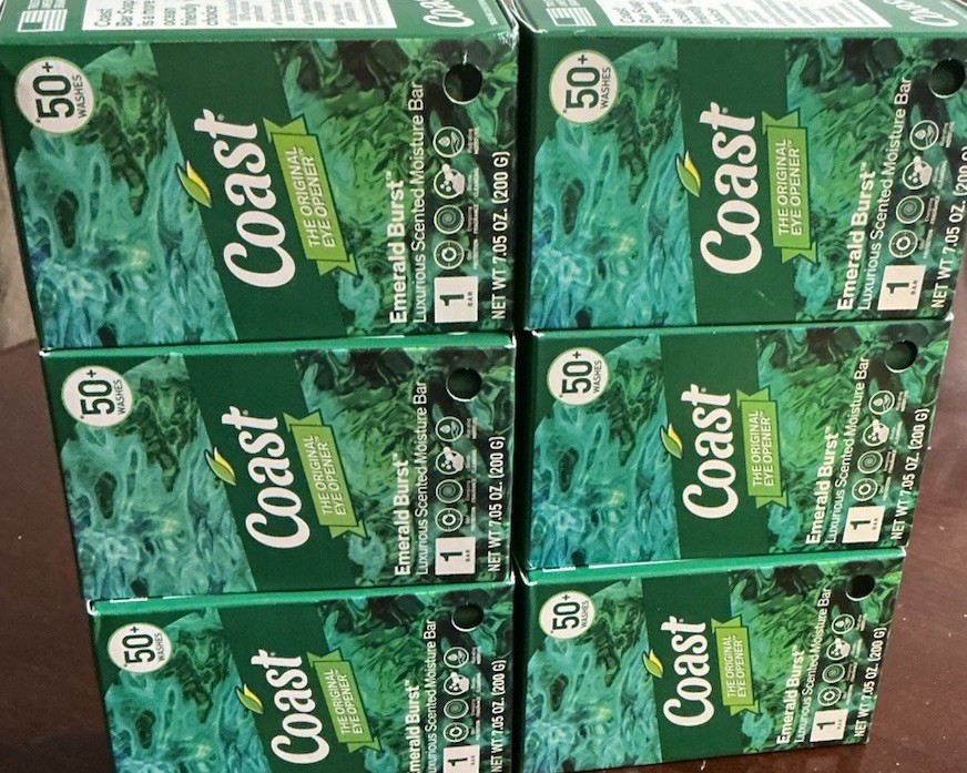 (6) Coast The Original Eye Opener Emerald Burst Bar Soap XL 7.05 Oz Bars