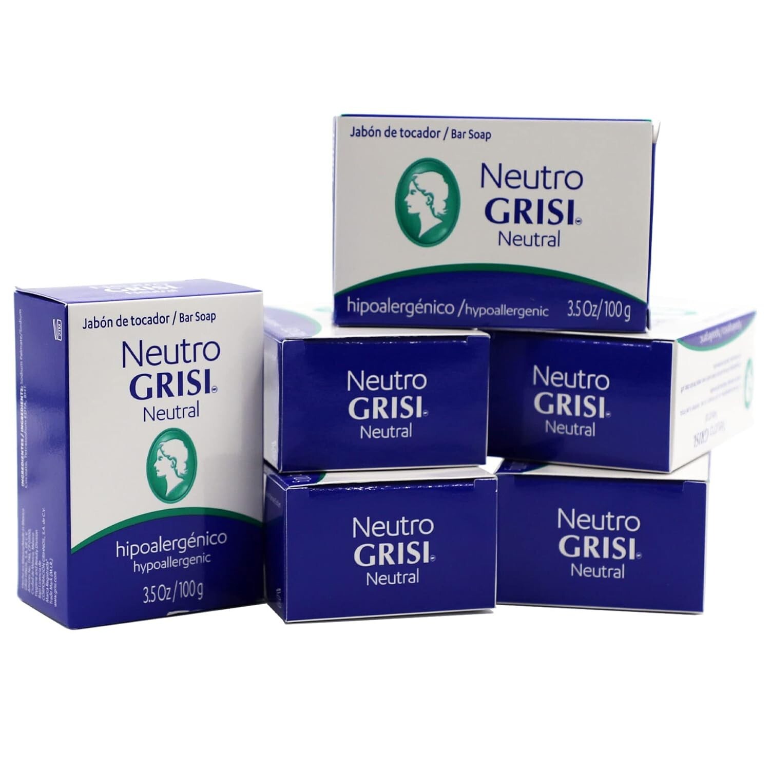 Grisi Neutral Bar Soap Non-Irritating, Fragrance-free All Kind of Skin [5Pack]