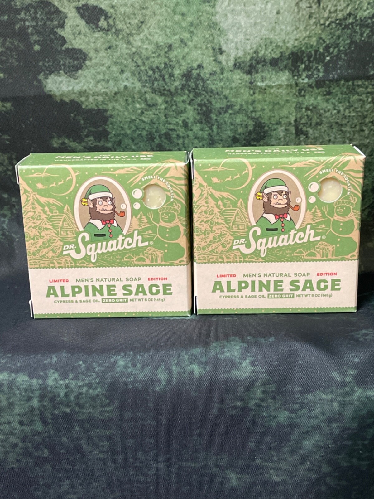 DR. Squatch Alpine Sage Holiday Soap (2 Bars) Very Rare Great Gift!