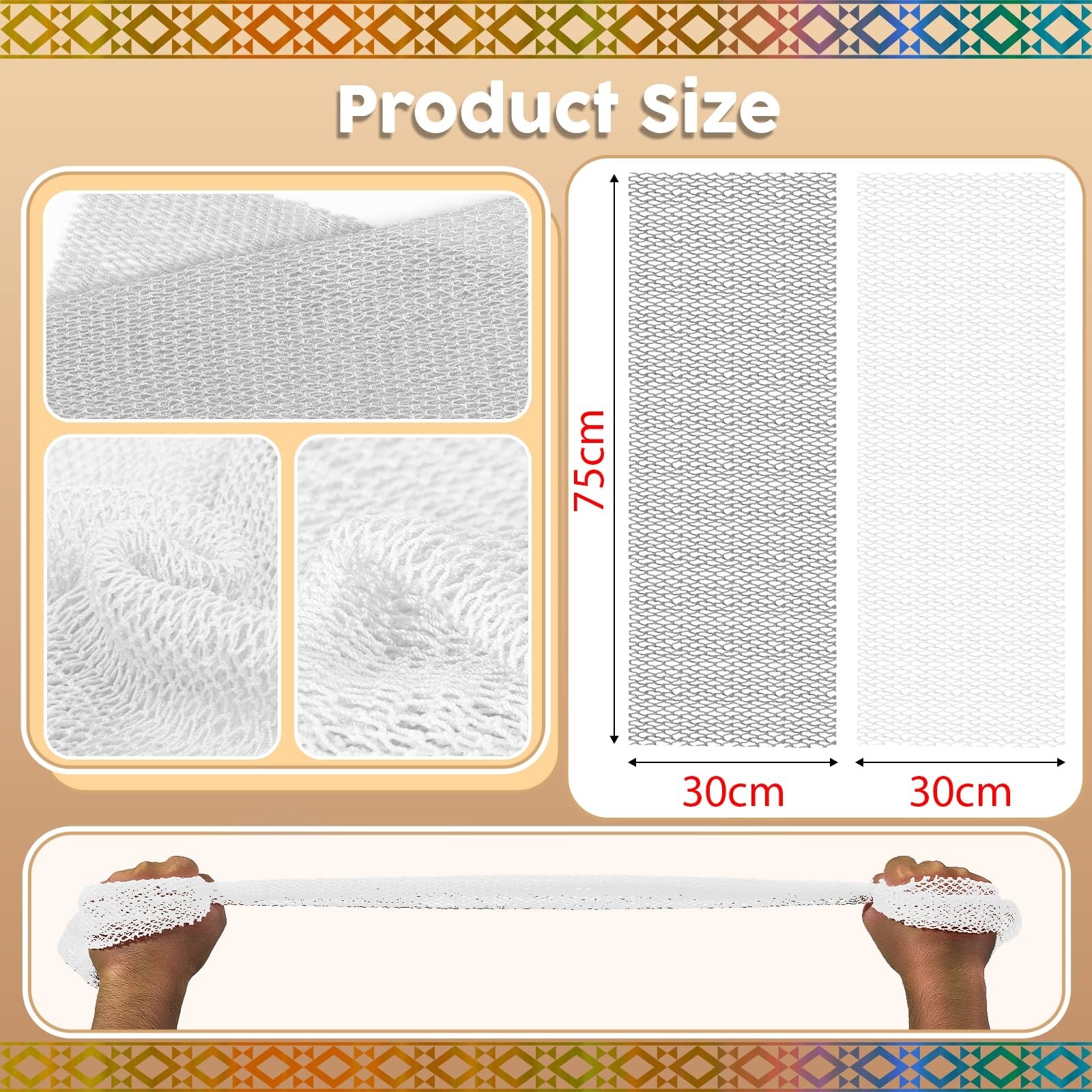 Authentic African Net Sponge (2PCS) – Exfoliating Bath Tool, Face/Body Exfoli…