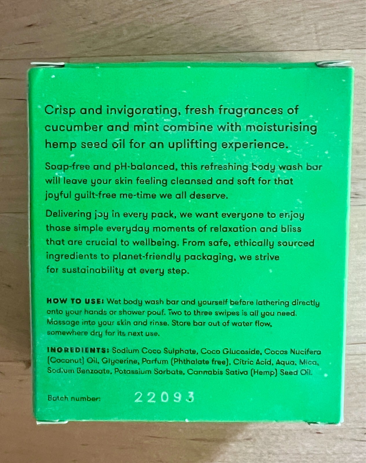 Lot of 3 ANIHANA Body Wash Bars – Cucumber & Mint – 2.8oz/bar Hemp Seed Oil NIB