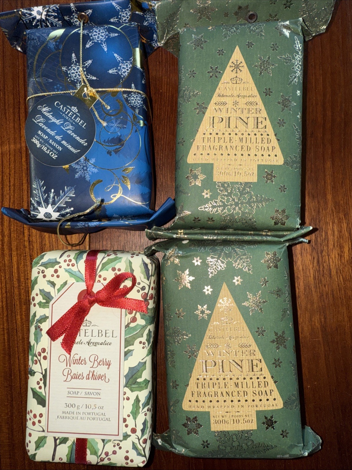 4-Packs Castebel Milled Luxury Bar Holiday Soaps.10.5 oz Each