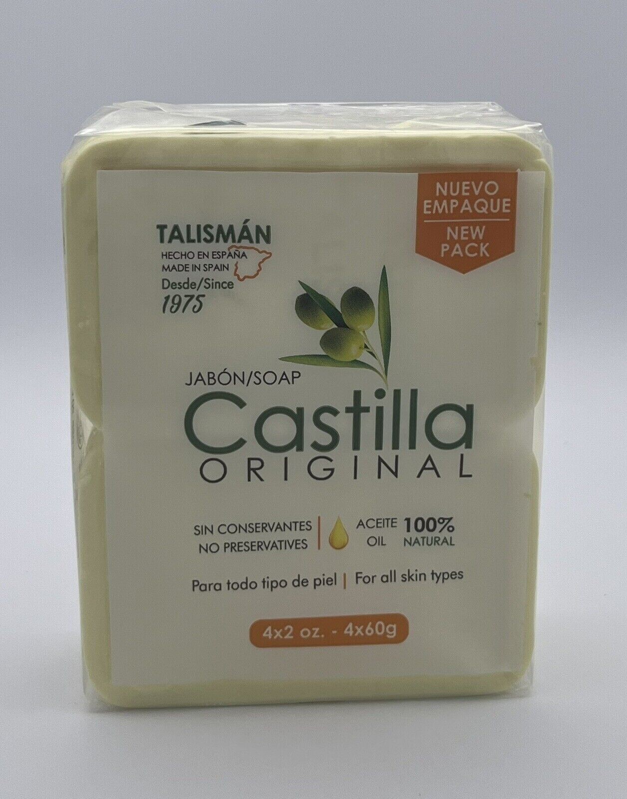 4 Castile Soap Bars Talisman Made in Spain Jabon Castilla -2 oz Each Sealed PACK