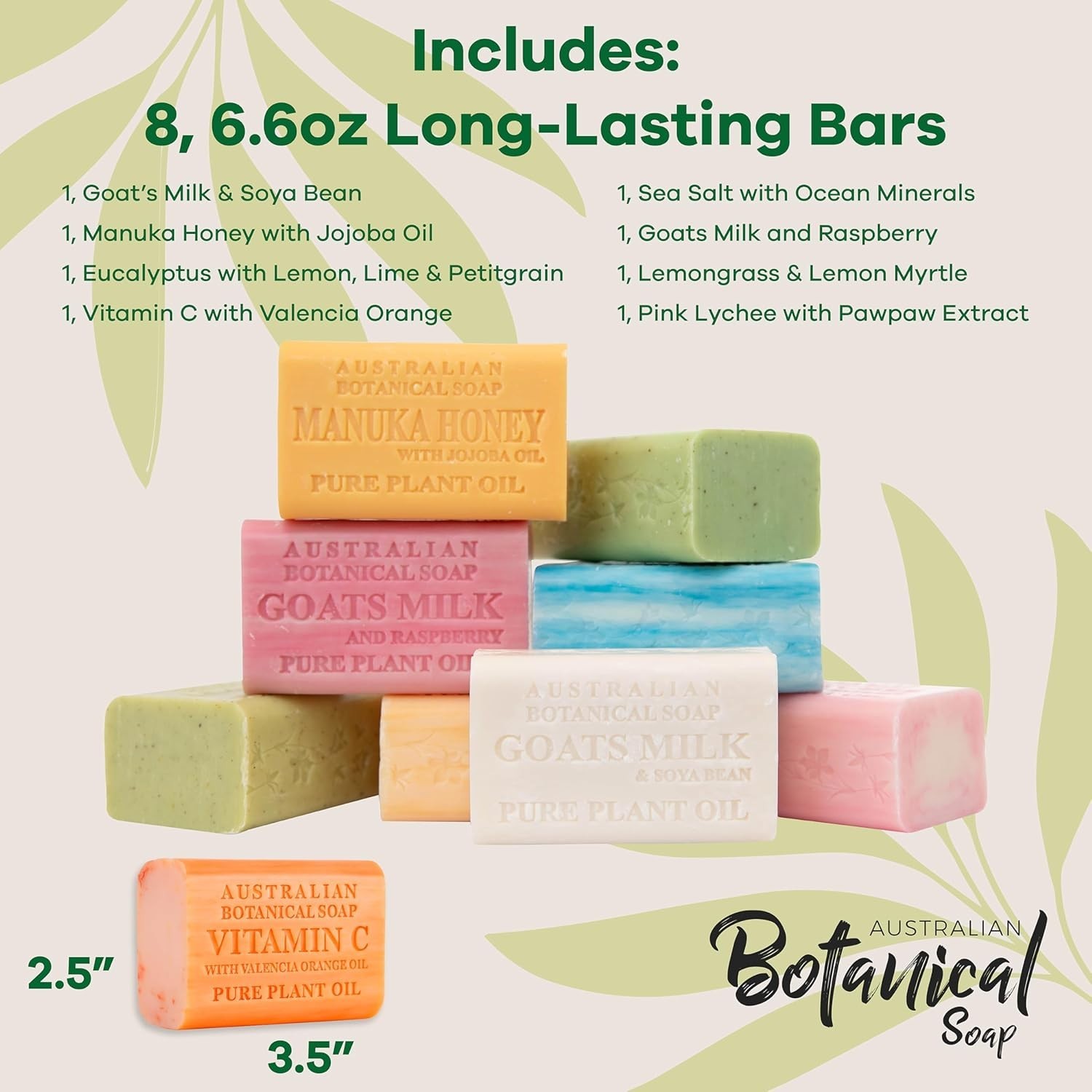 Sustainable 6.6oz Soap Bars – 8 Vibrant Scents Enriched with Shea Butter