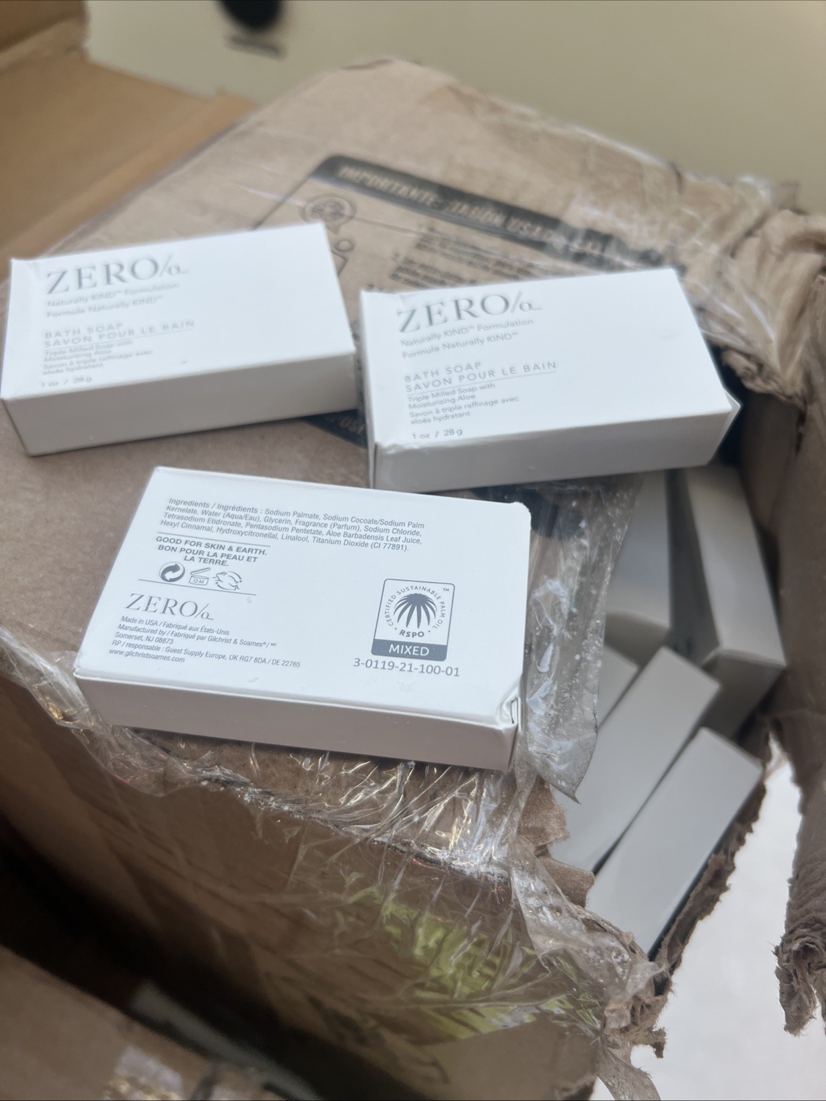 Zero/o BATH Soap Bars Travel Size 1oz Triple Milled Moisturizing Aloe Lot of 50