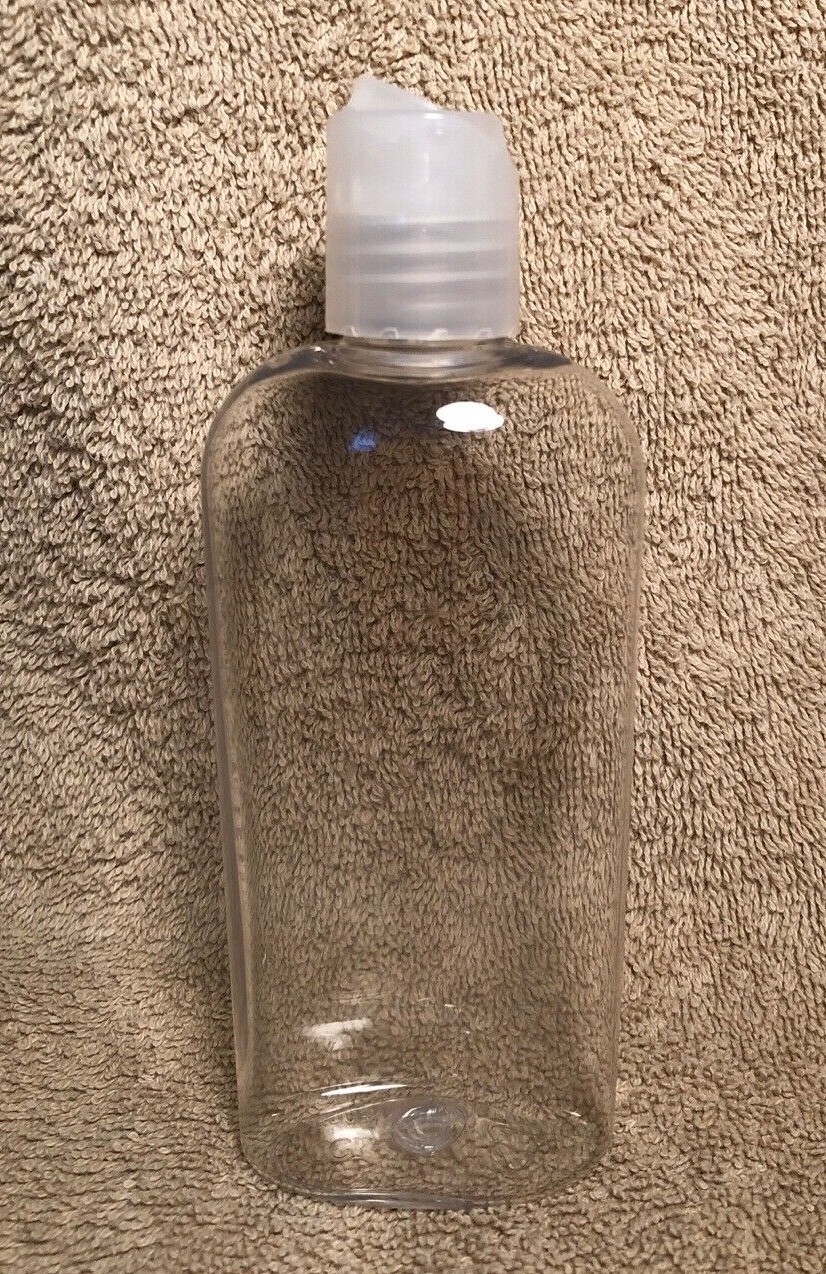 4 oz clear PET Cosmo Oval BPA free Bottles Natural Disc Top Cap – 12 bottles