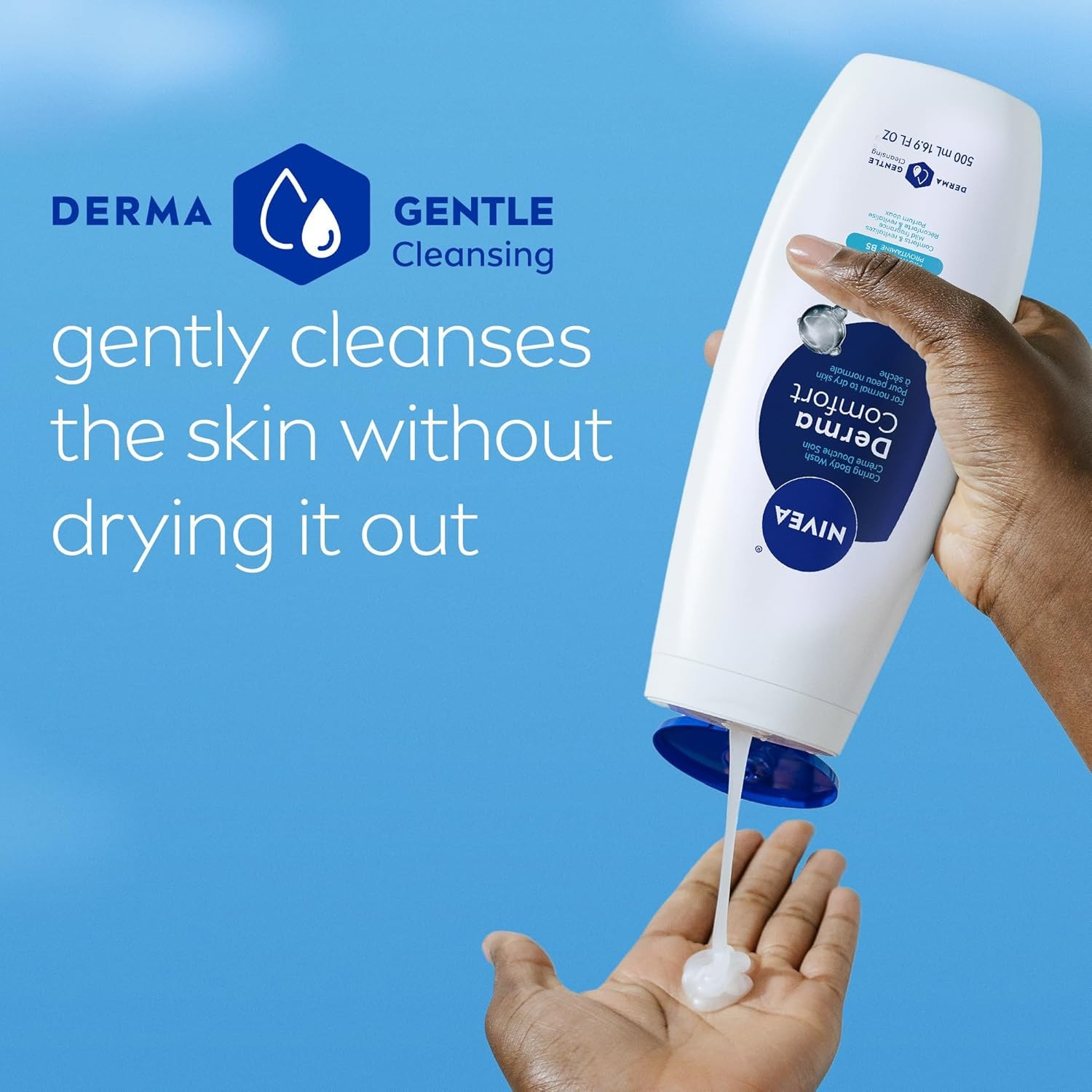 Derma Comfort Caring Body Wash for Normal to Dry Skin, Body Wash with Hyaluronic