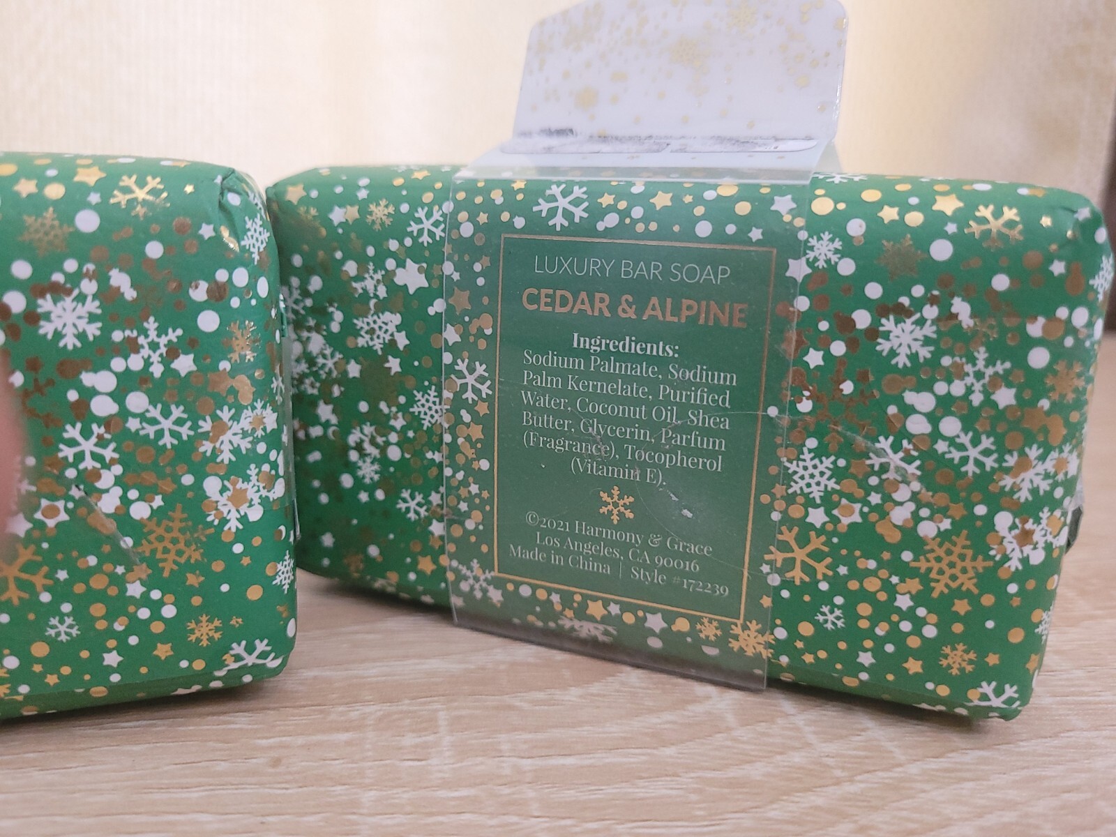 Harmony & Grace Luxury Bar SOAPS Christmas gift Wrapped Cedar & Alpine 10.58 oz