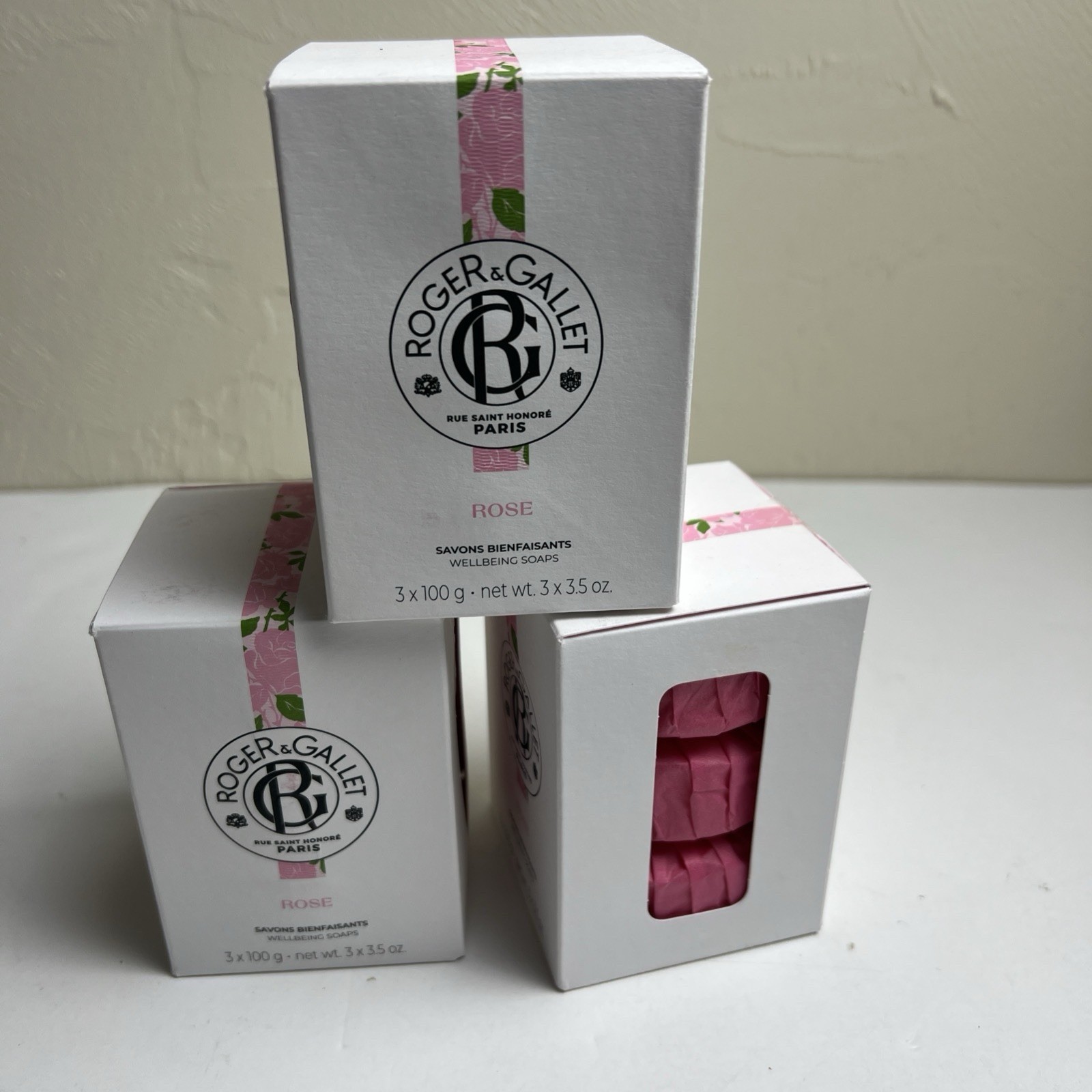 Lot Of 3 Boxes Roger & Gallet Rose Bar of Soap 3 x 100g, 9 Total Bars