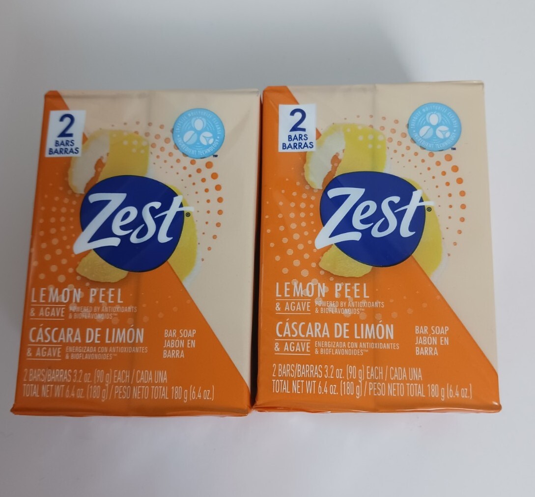 ZEST Lemon Peel & Agave Bar Soap 2 Count (4 Bars)