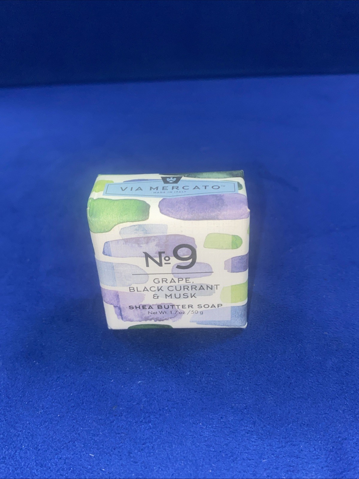 Via Mercato Italy Soap No 9 Grape Black Currant & Musk Shea Butter Bar 50g New