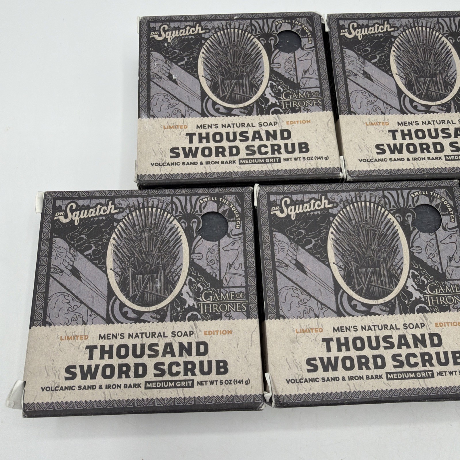 DR. SQUATCH Men’s All Natural Bar Soap Thousand Sword Scrub Game Of Thrones x5