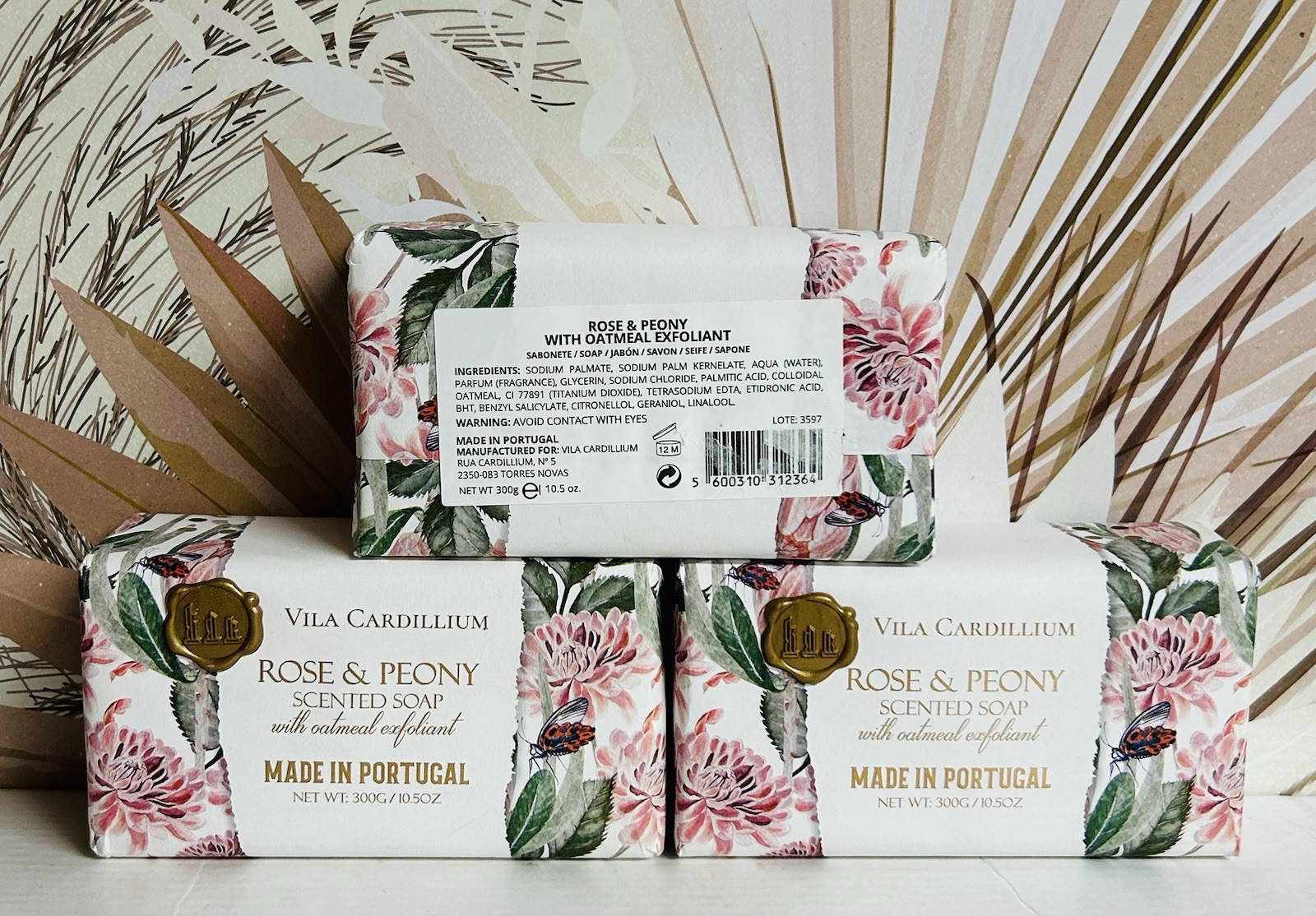 3-Pack Rose & Peony Scented Bar Soap with Oatmeal Exfoliant 10.5 oz Each