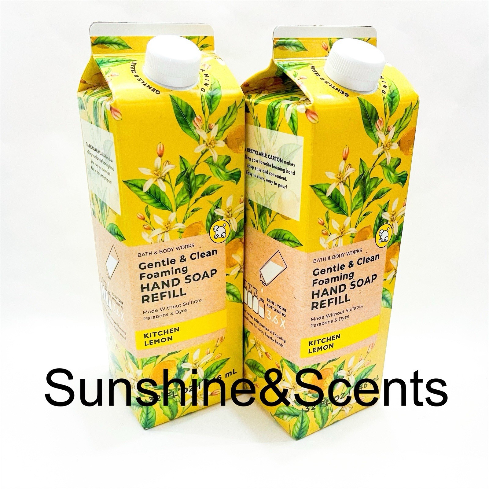 2-PACK Bath & Body Works KITCHEN LEMON Gentle Foaming Hand Soap Refill 32oz -NEW