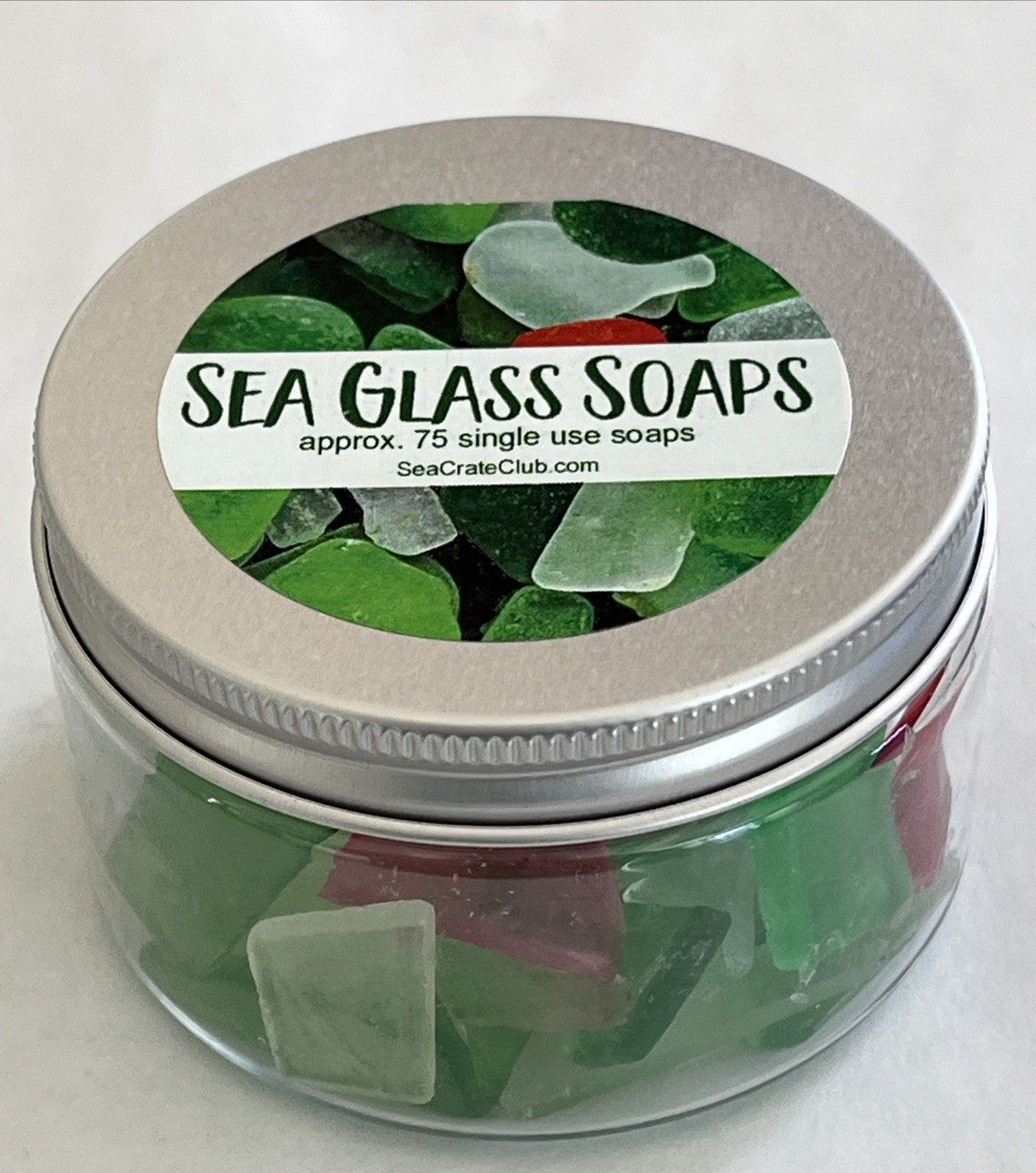 NEW JAR Sea Glass Soaps by Sea Crate Club 75 Single Use Colorful Realistic Soap