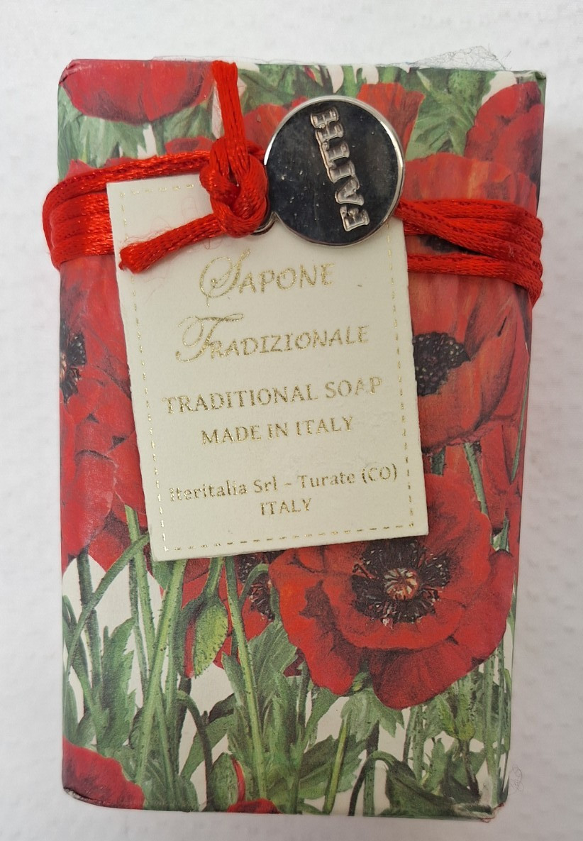 NEW Sapone Tradizionale Traditional Fragranced Soap Floral Poppy Made In Italy