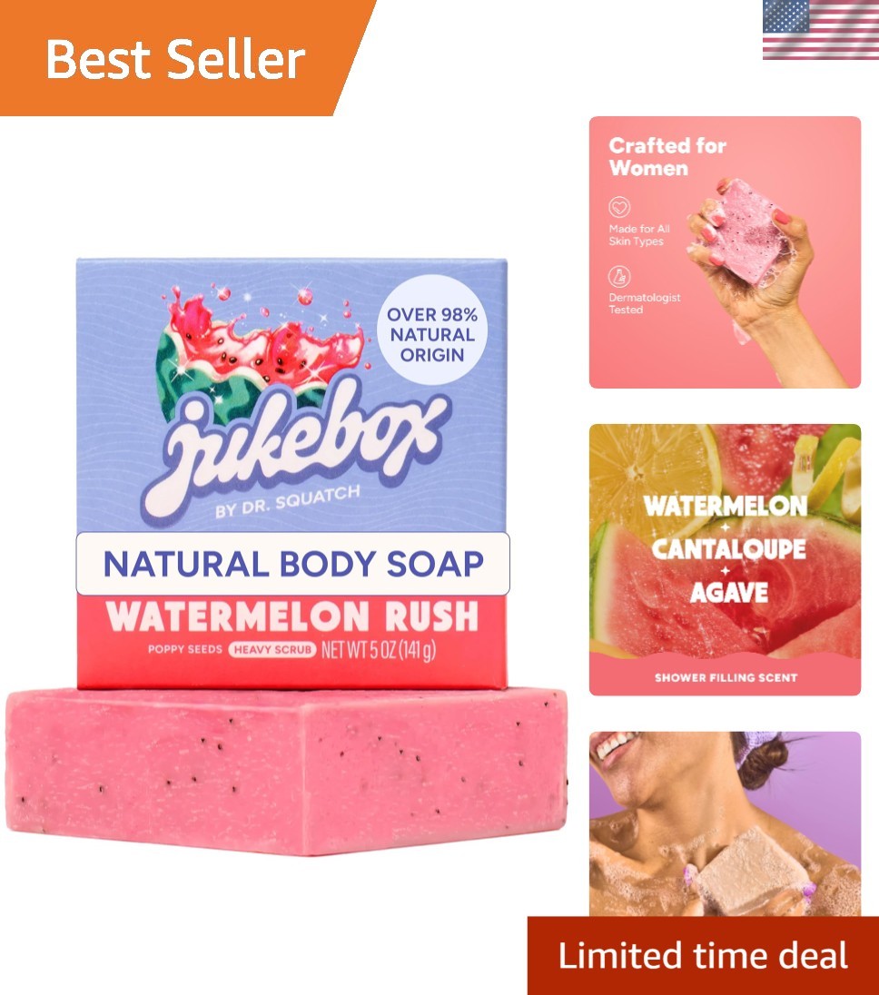 Natural Women’s Bar Soap 5oz – Watermelon Rush, Creamy Lather for All Skin Types