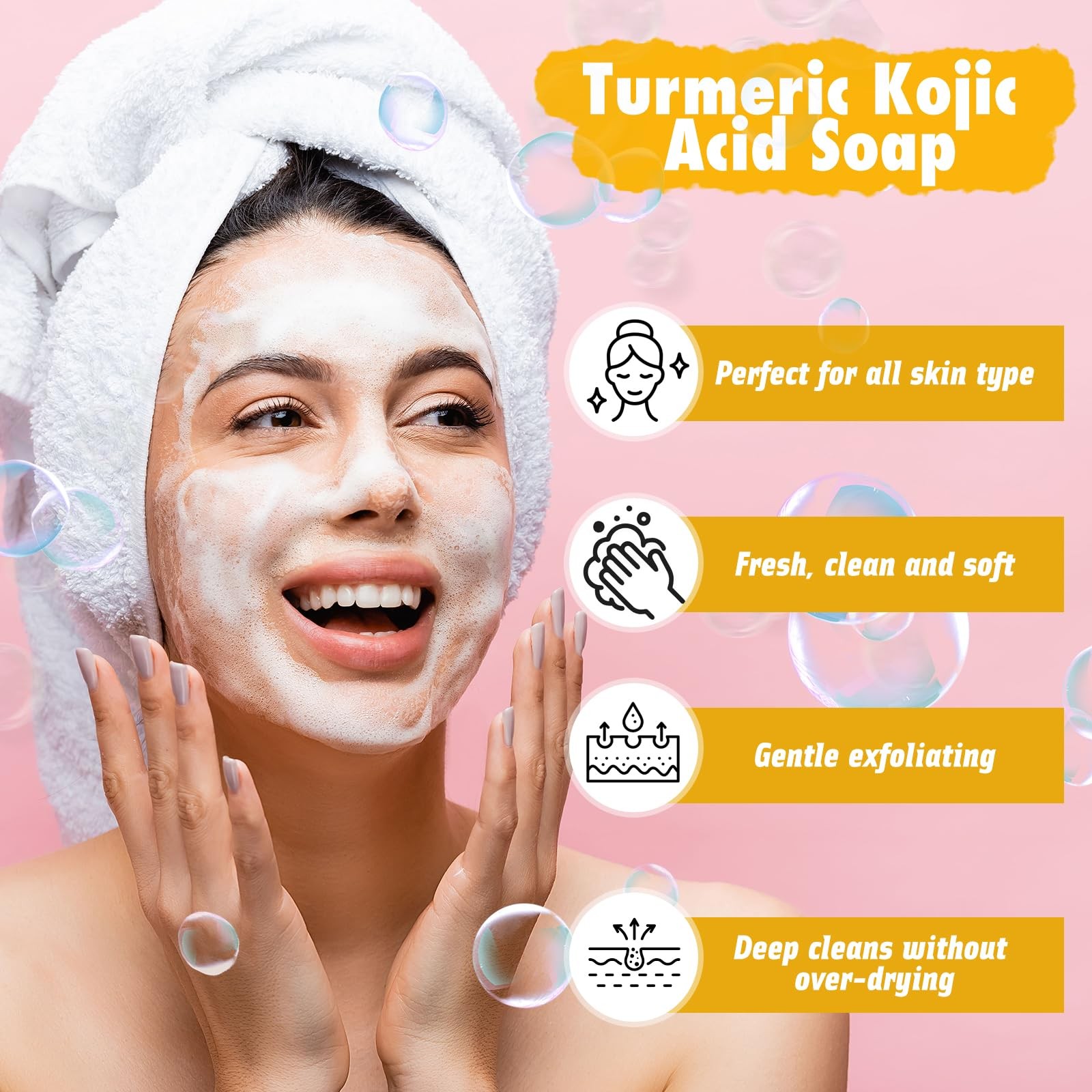 Lemon Turmeric Kojic Acid Soap Bar, Turmeric Soap Bar with Vitamin E for Dry …