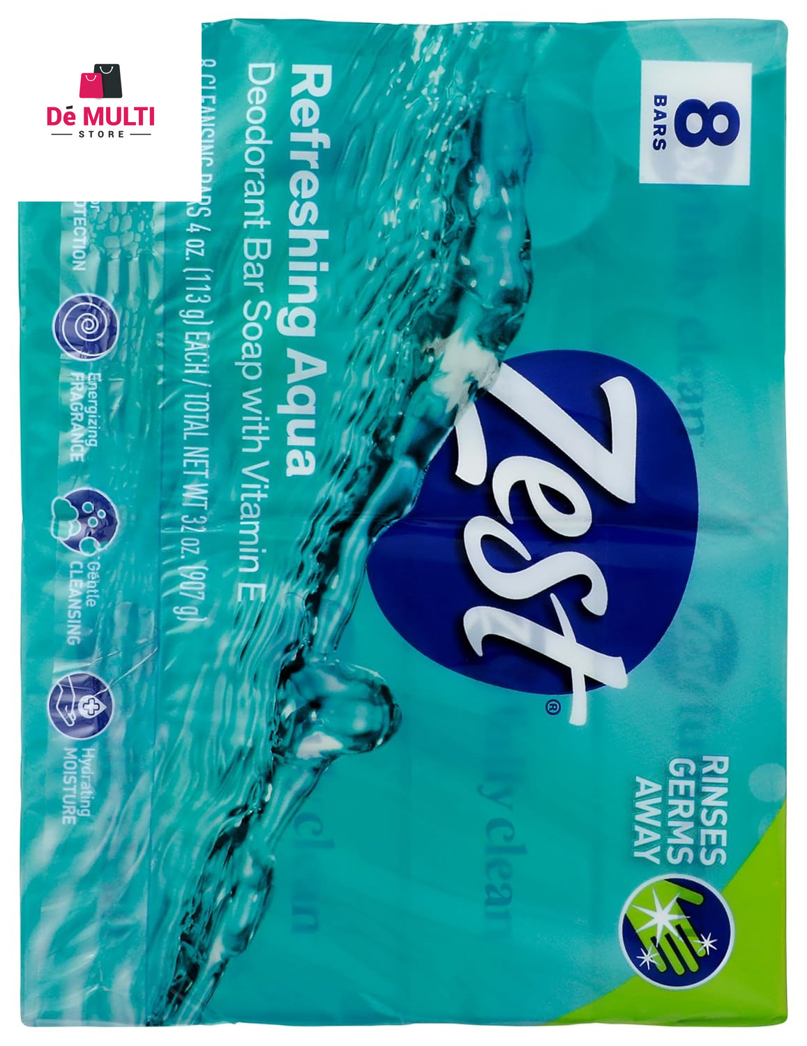 8-Bar Bath Size Soap, Aqua, 4 Ounce per Bar, 8 Bars, 32 Ounce