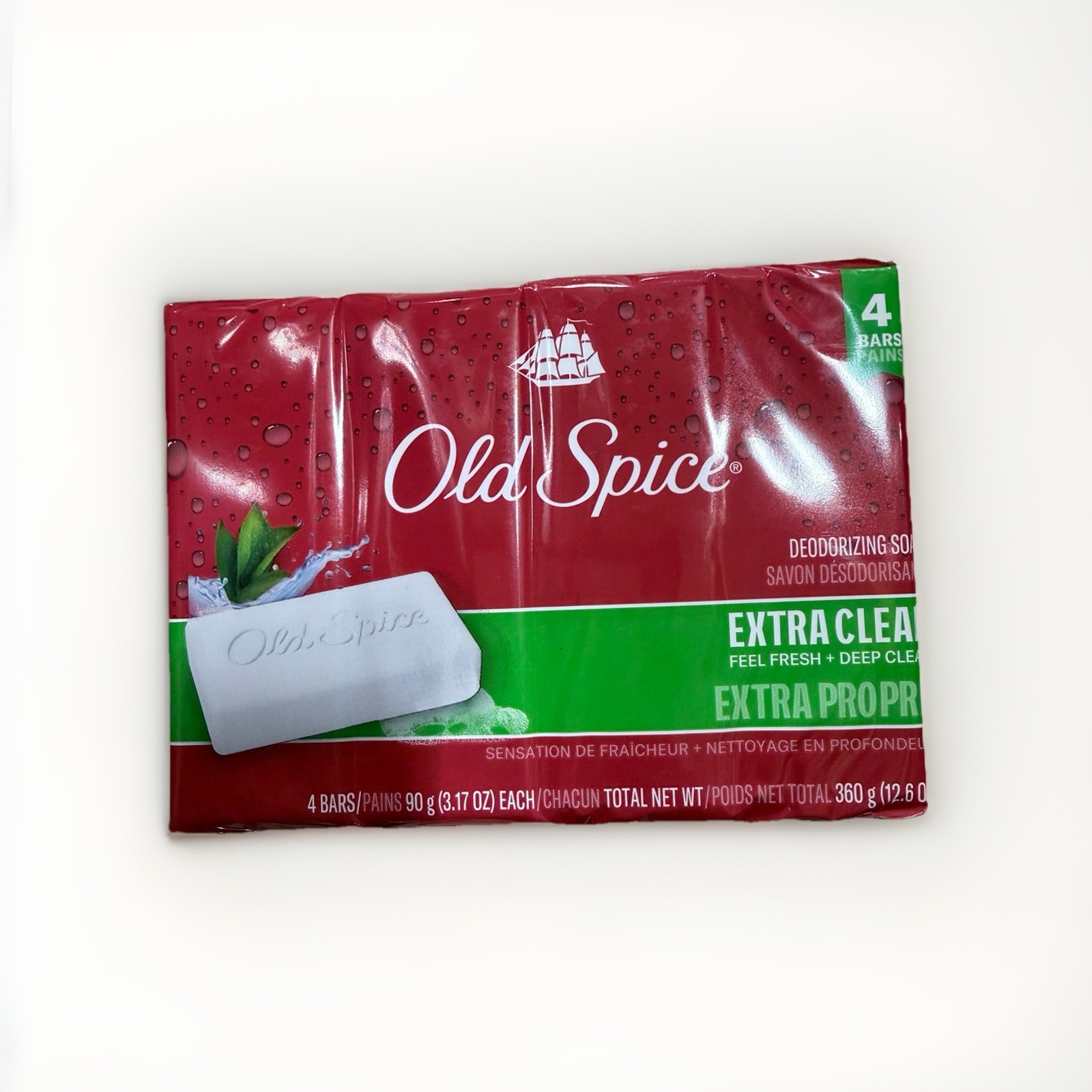 Old Spice Extra Clean Deodorizing Soap for Men, 4-Bar Multipack 12.6 oz