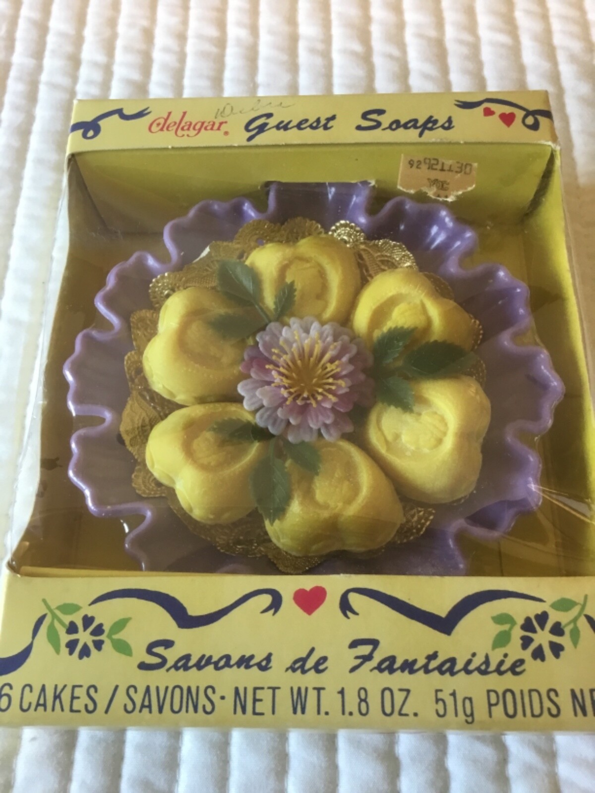 Delagar VTG Cameo Portrait HEART Soaps PURPLE Fluted Soap Dish NEW w/ Tags NOS