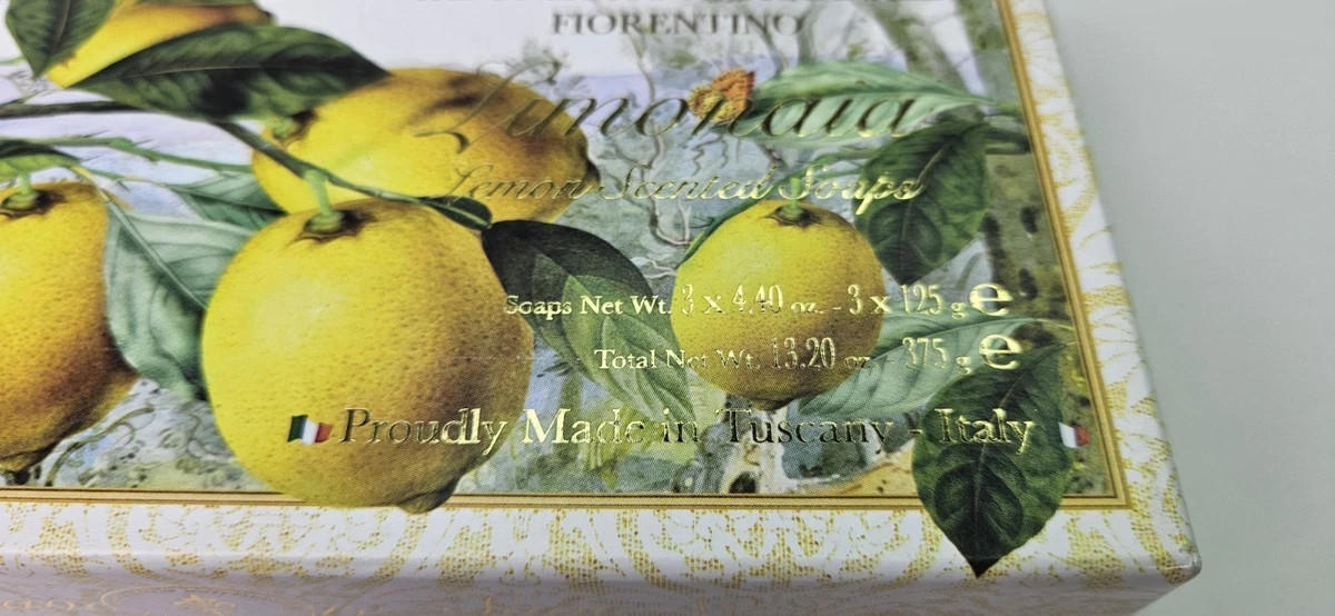 Saponificio LEMON Scented Soaps Tuscany (3) 4.4 oz GIFTBOX