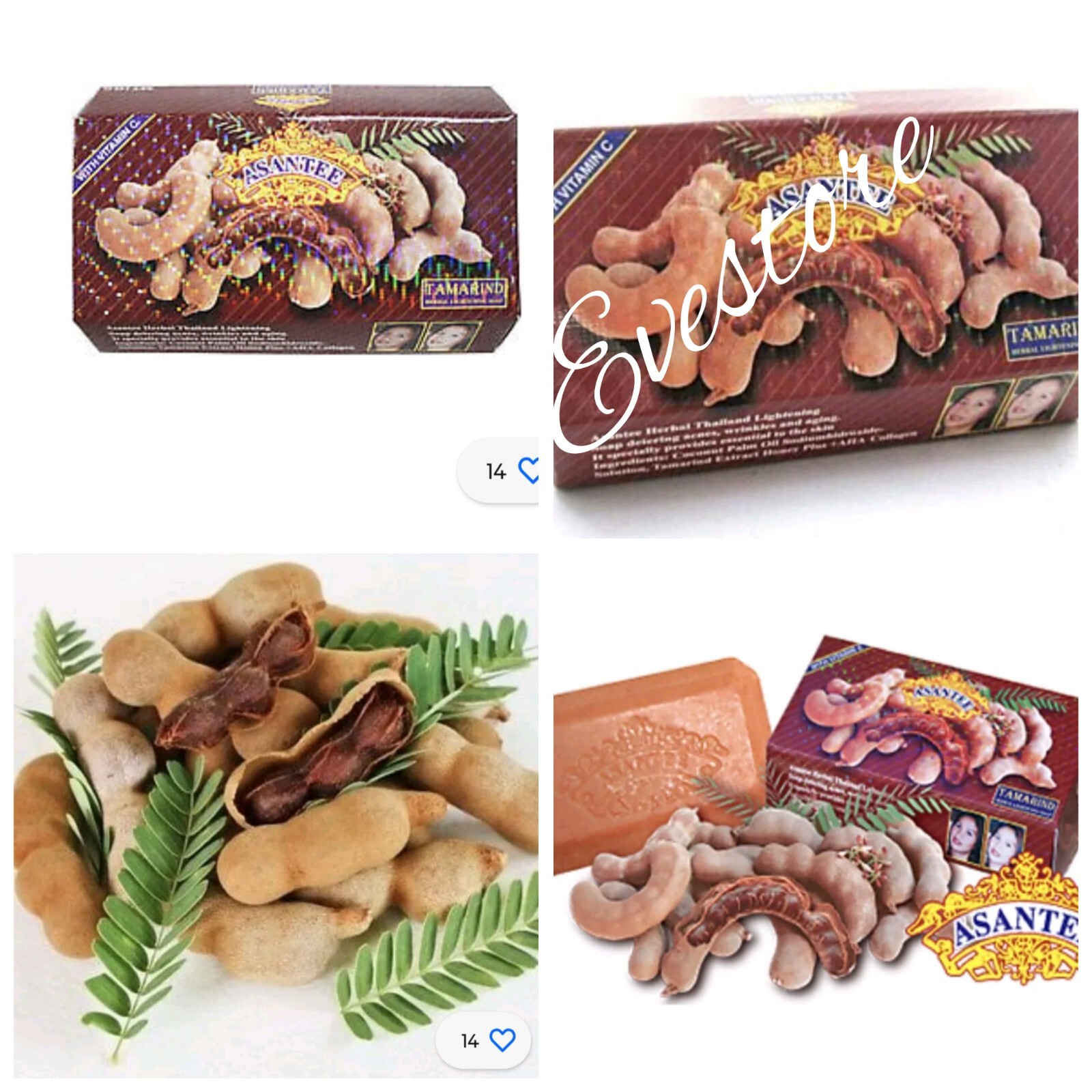 6 Bars x Asantee Thai Herbal Tamarind Honey Soap Skin Whitening 125g.