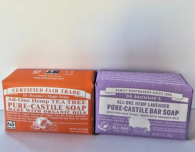 Dr. Bronner’s All-One Pure-Castile Bar Soap Hemp Tea Tree, Lavender 5 oz Each x2