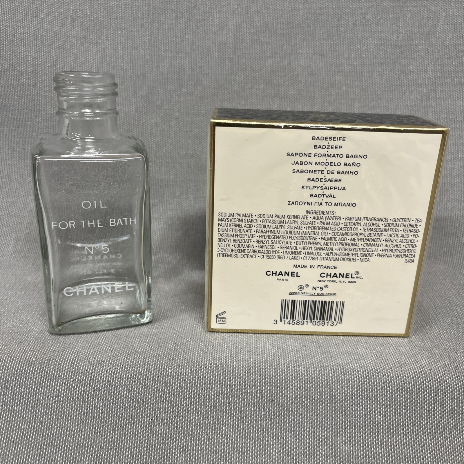 Chanel N° 5 Paris Savon Bath Soap 5.3 Oz 150g New In Box SEALED + Bath Oil Empty