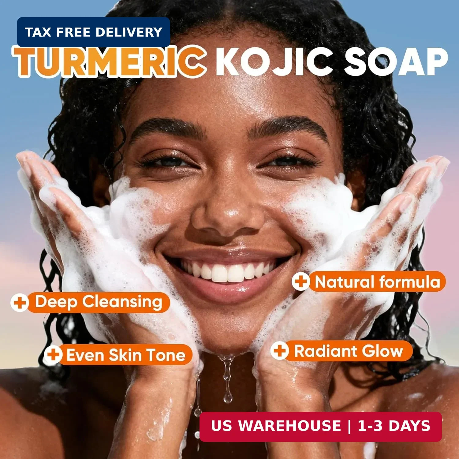 3 Pack Turmeric Kojic Acid Soap Bar Retinol Collagen Vitamin E Skin Brightening