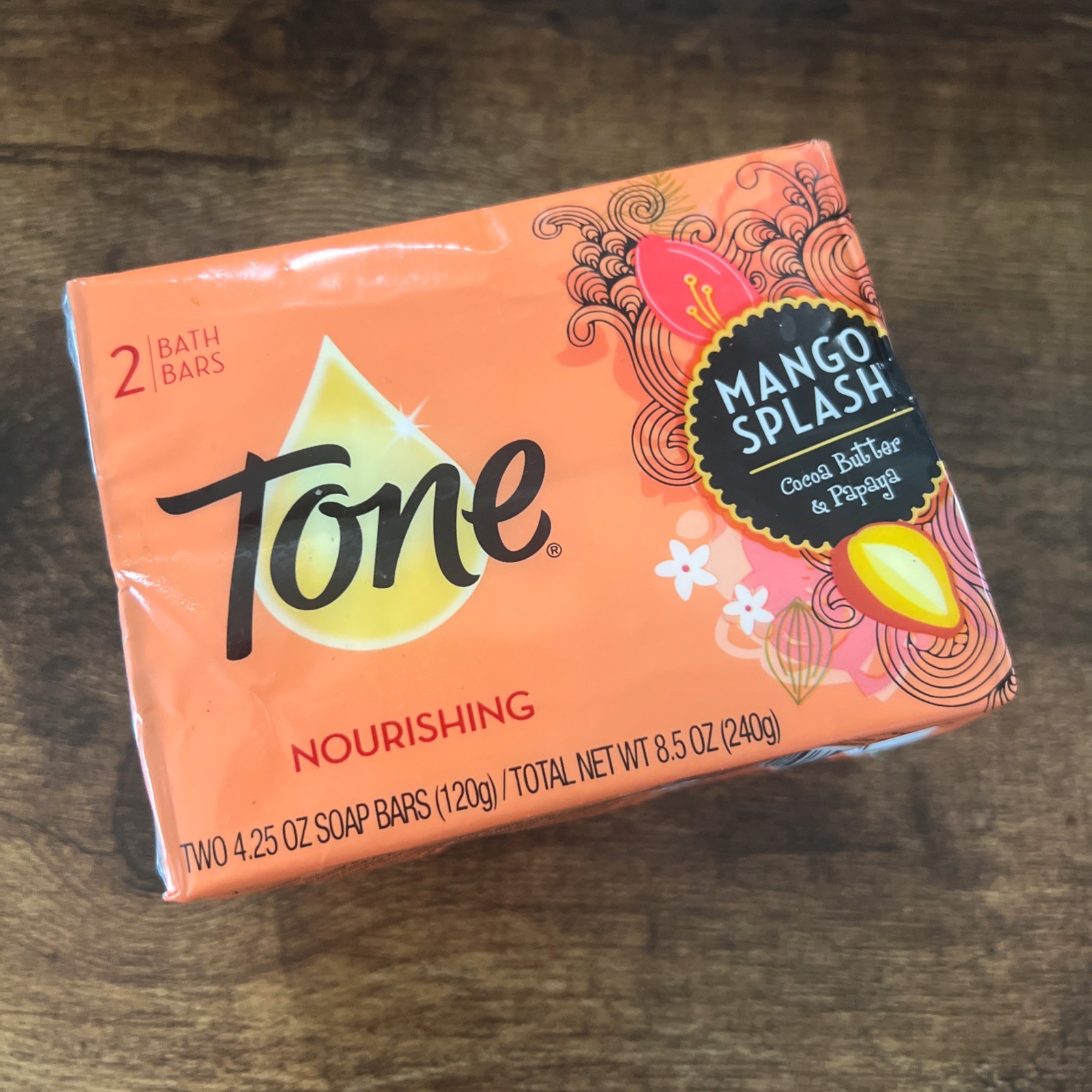 2 Tone MANGO SPLASH Cocoa Butter & Papaya 4.25 oz Each Bar Soap