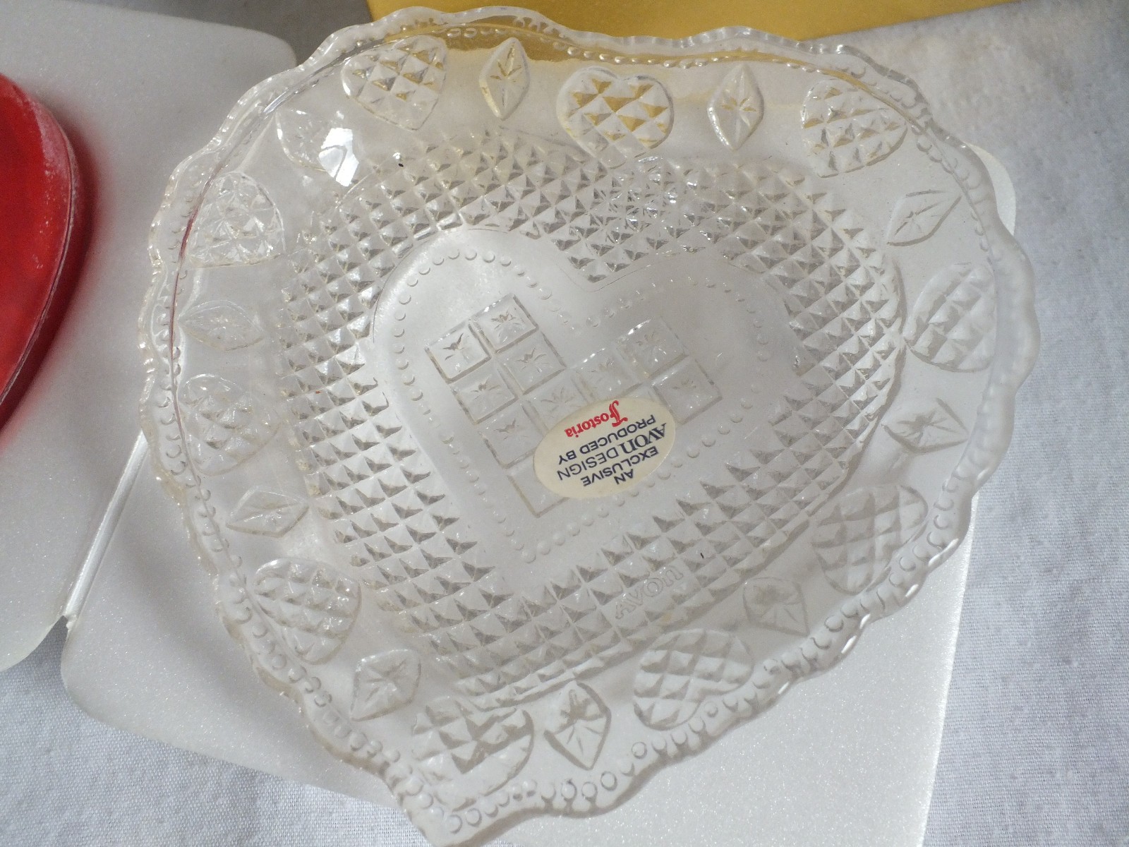 3 Avon Heart & Diamond soap and dish FRUIT BOUQUET glass Flowerfrost sherbet lot