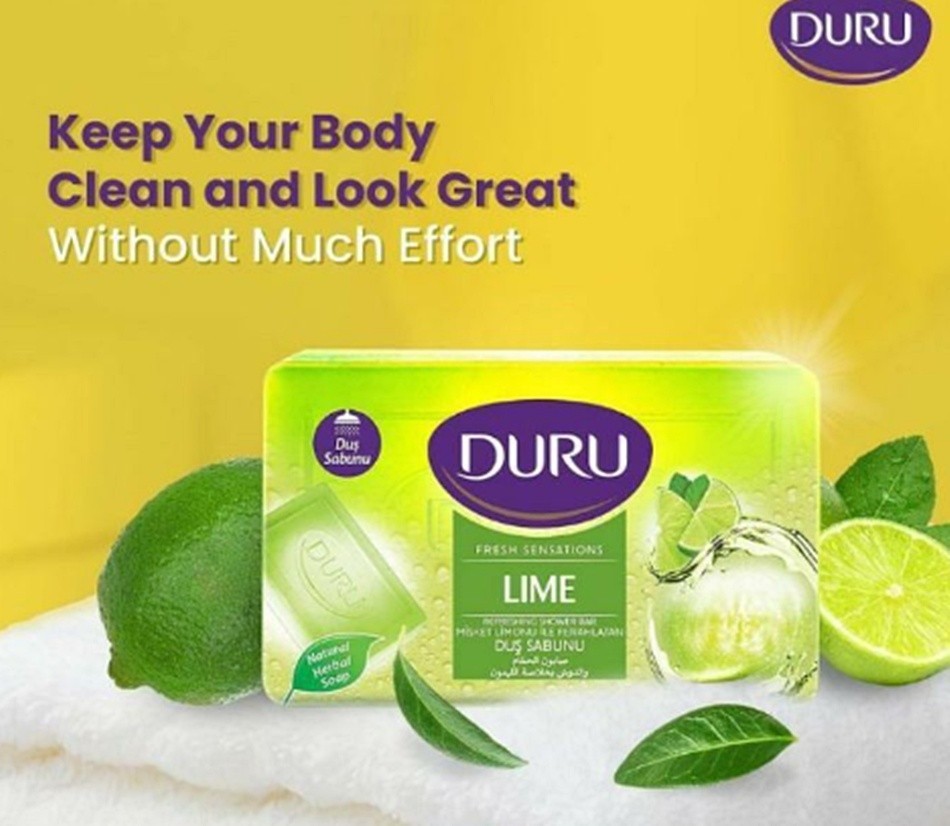 4xDURU Fresh Sensations Lime Citrus Lemon Refreshing Shower Bar Herbal Soap 150g