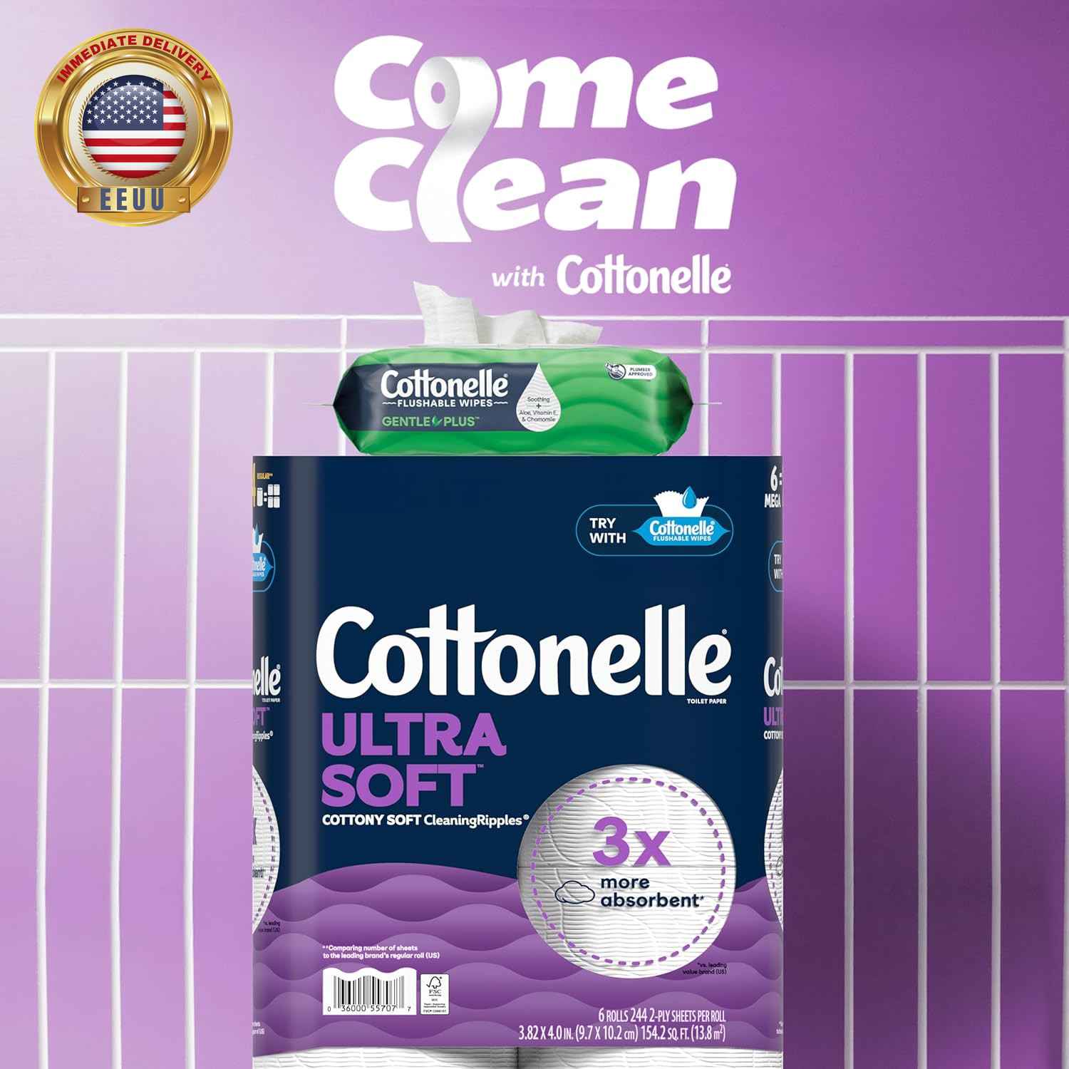 Cottonelle Gentleplus Flushable Wet Wipes with Aloe & Vitamin E, 4 Flip-Top Pack