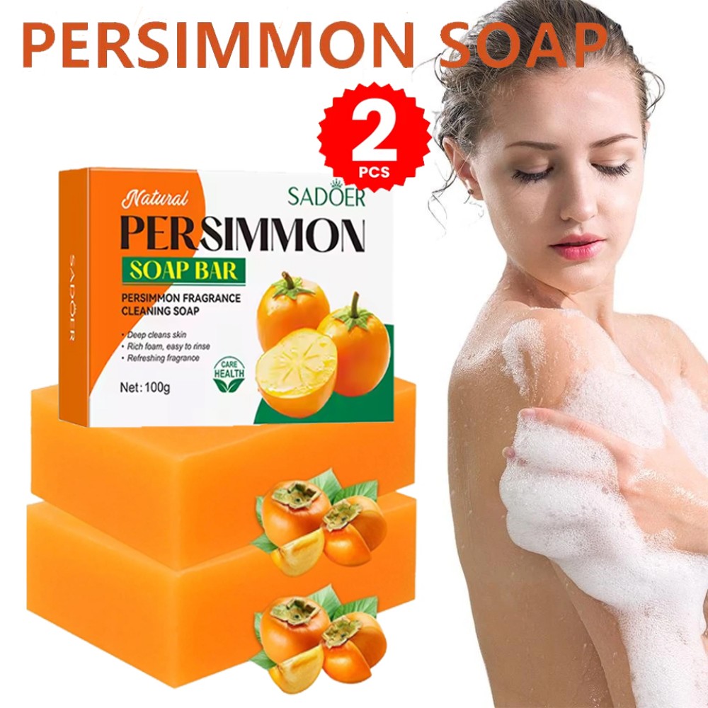 2X Natural Persimmon Soap Bar for Body Odor Control, Organic Deodorant Body Wash