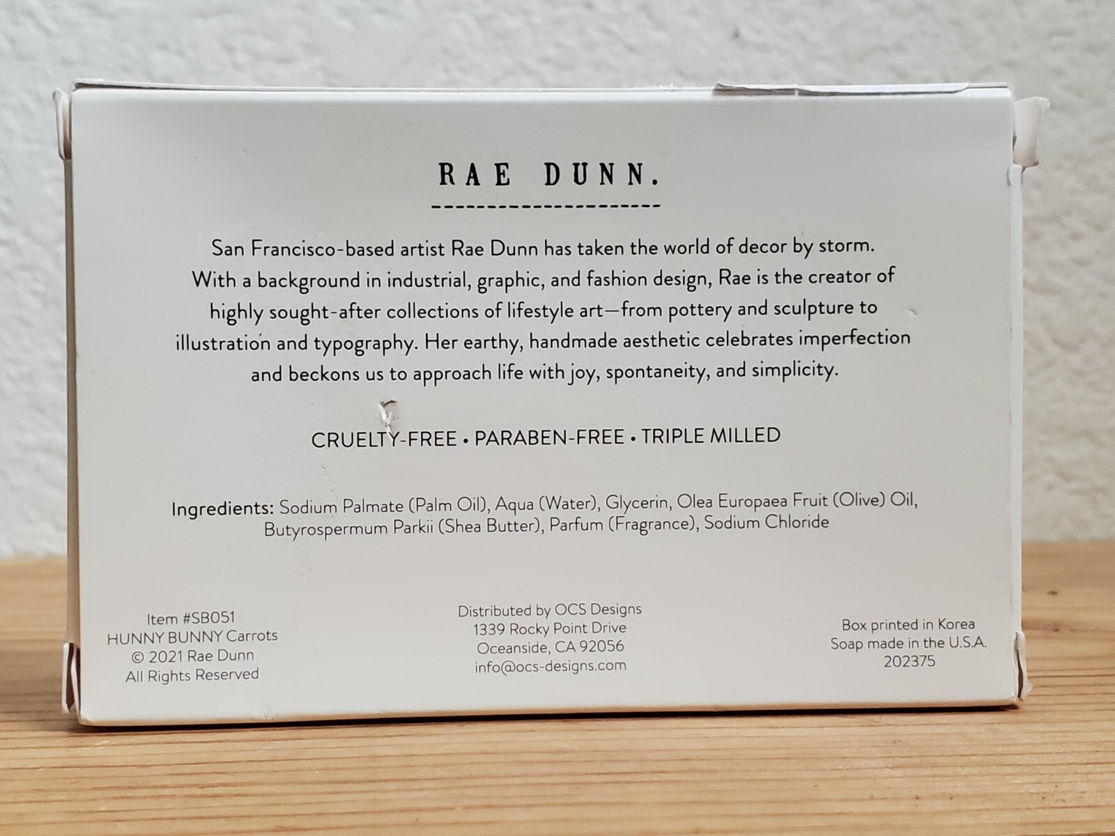 RAE DUNN SOAP Hunny BUNNY Scented Hand Body Soap Bar 8 oz Made In USA NEW