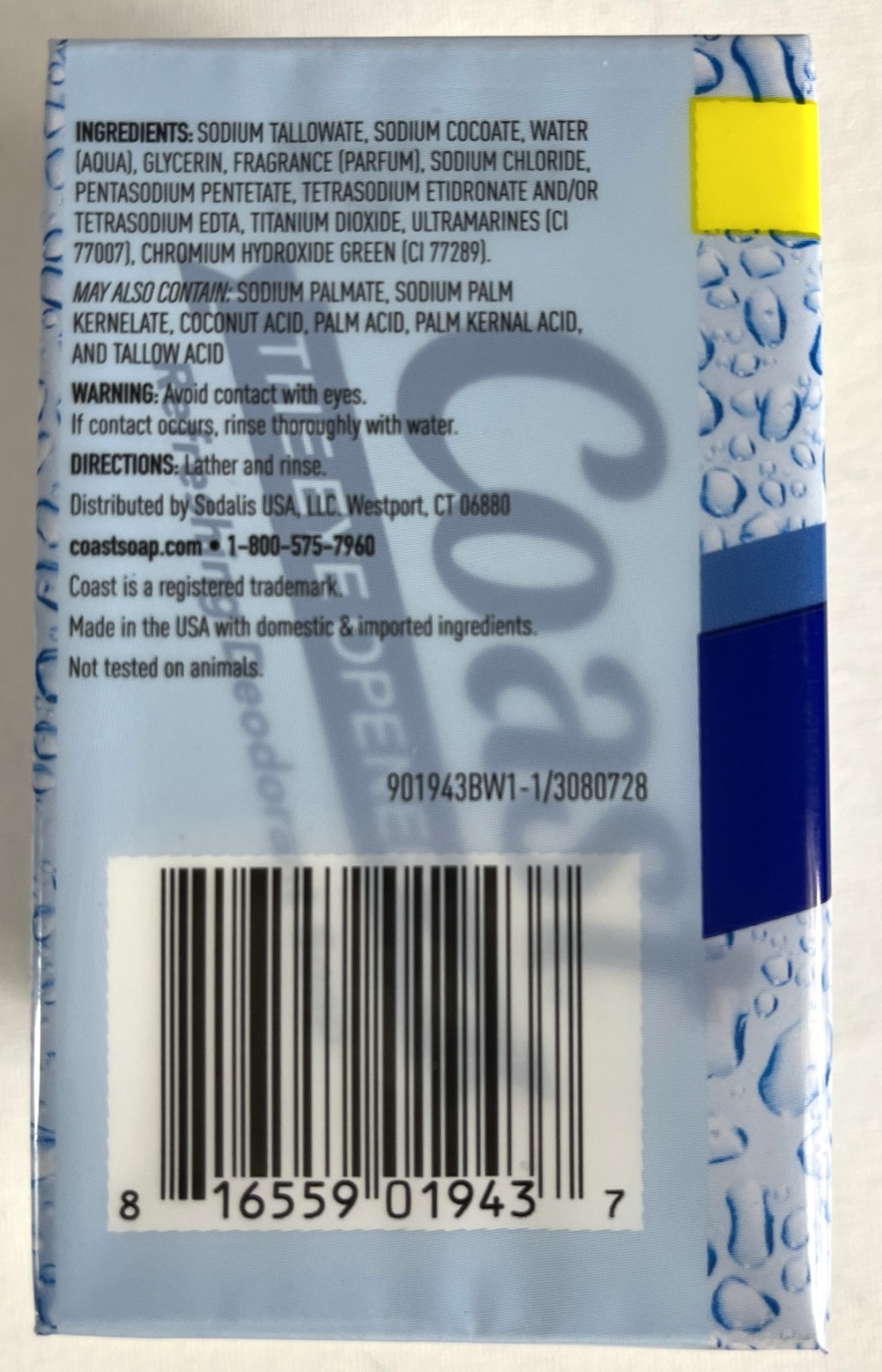 Coast Fresh Scent Deodorant Soap 2 Bars 4.12 oz Each Bonus Size 28% More