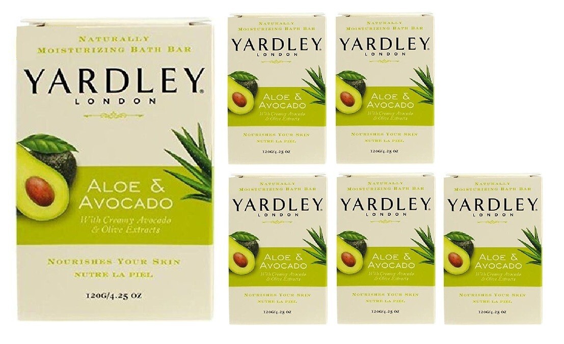 Yardley London Naturally Moisturizing Bath Bar Aloe & Avocado 4.25oz Pack of 6