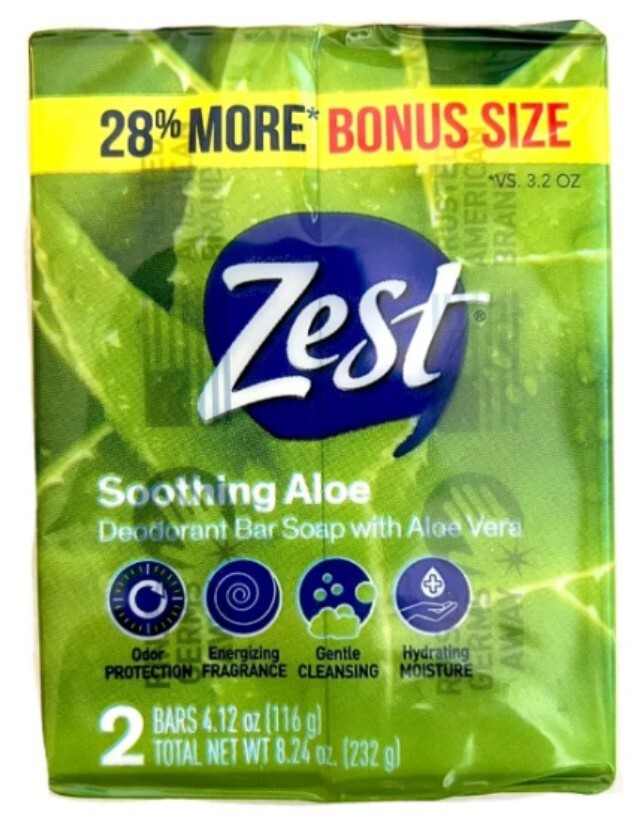 🐌 ZEST (2-BARS) 4.12 Oz. (116g) Bars ●SOOTHING ALOE● Deodorant Soap🫧.