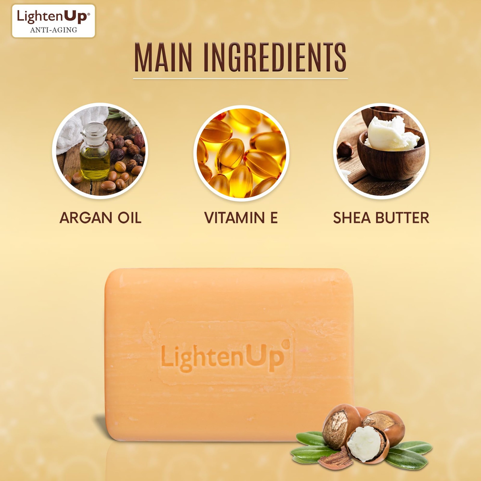 LightenUp Anti-Aging Cleansing Bar Soap 200g – Anti-oxidant Properties, with …