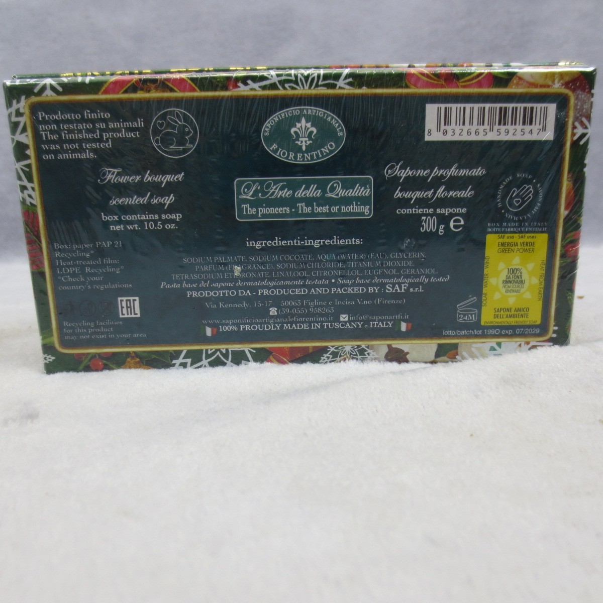 La Saponeria Firenze Merry Christmas Soap 10.5 oz Tuscany Italy Gift Box NIB