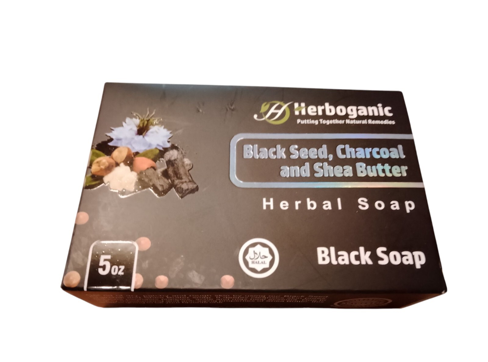 Herboganic Black Seed, Charcoal & Shea Butter Herbal Black Soap Cleansing Skin