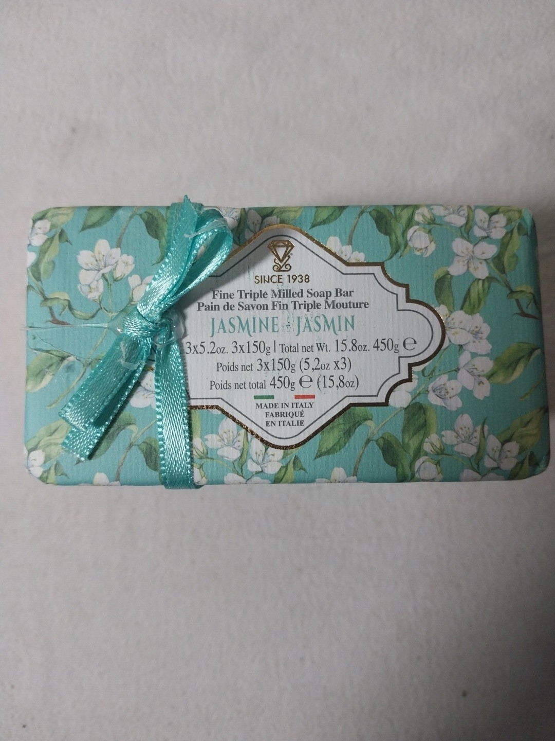 3x 5.2oz Zeni Jasmine Triple Milled Bar Soap – Made in ITALY – Total 15.8oz